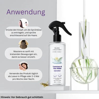 Rosmarinwasser mit Reiswasser Haar Spray