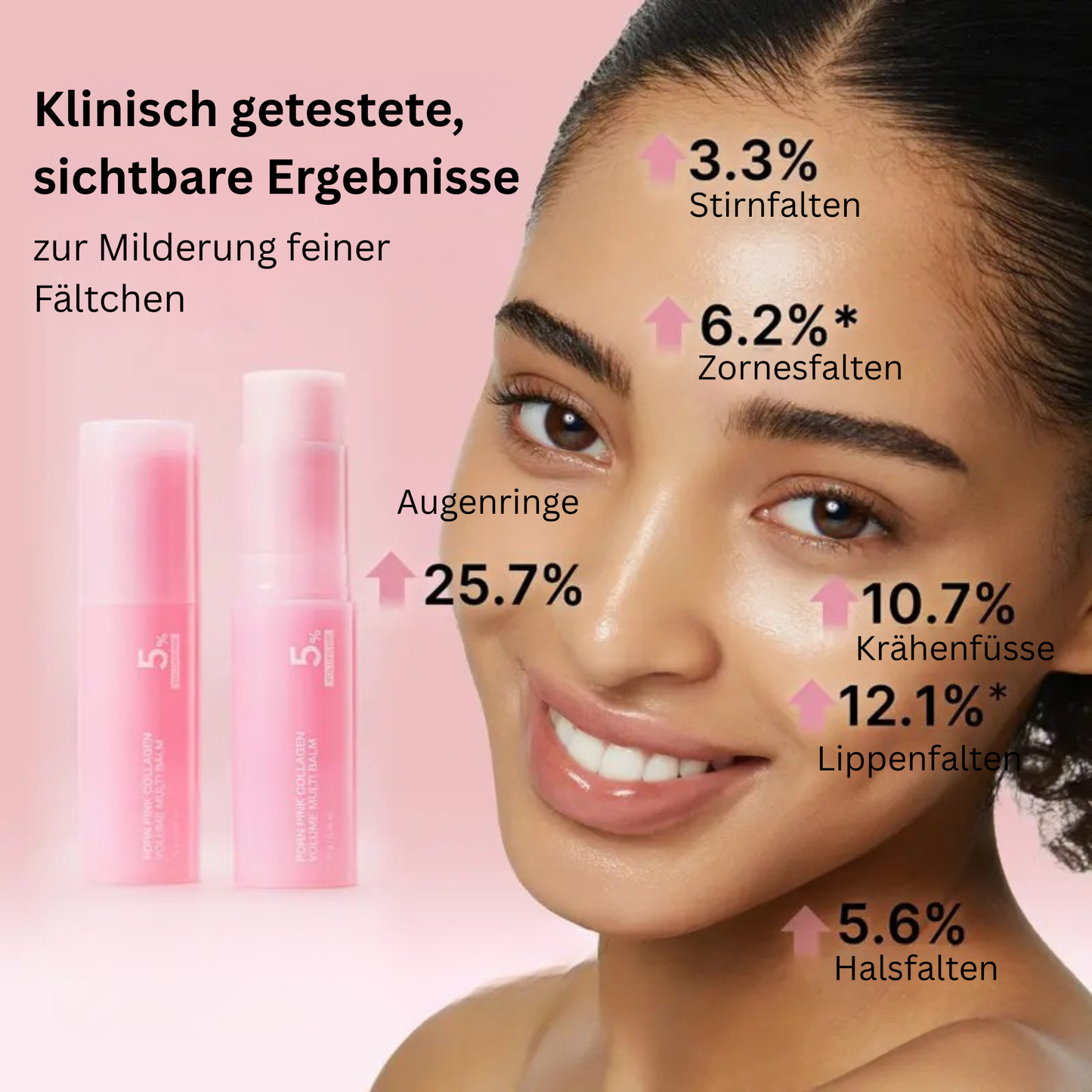 Pink Kollagen Multi Balm | für ein jugendliches Aussehen & zur Milderung feiner Linien, straffende Pflege, Anti-Aging